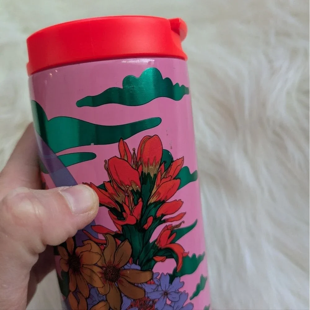 Starbucks 2024 Rex Hamilton Stainless Steel 16 oz Pink Multicolor Tumbler